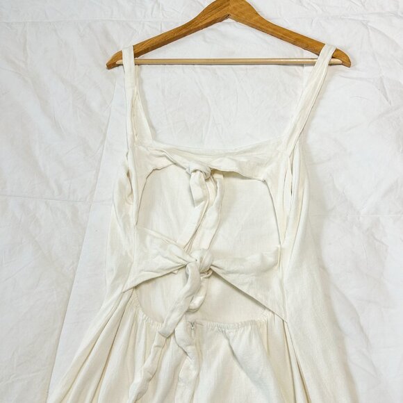 Showpo White Linen Blend Tie Back Sleeveless Mini Dress Size AU 12 / US 8 - Picture 8 of 8